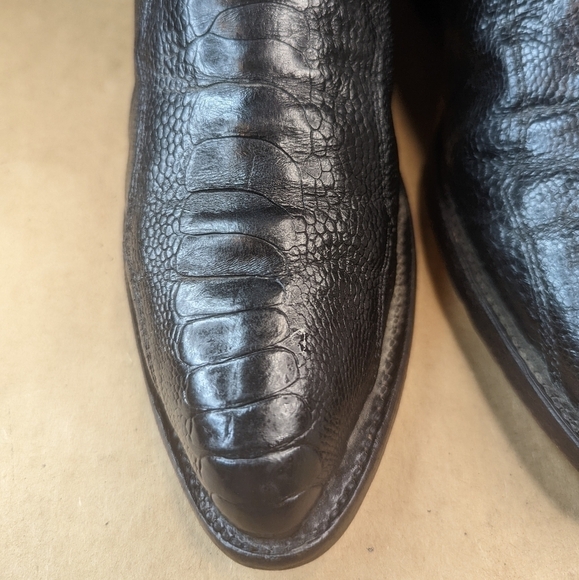 Dan Post boots men's size 7D black Exotic Full Ostrich Leg Western cowbo… - Picture 4 of 11